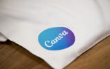 Canva logo on bag sitting on a table.