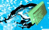 abstract graphic of dollar bills in water