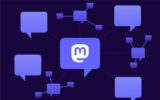 purple text bubbles floating on black background. one has an M on it