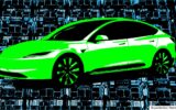 Render of a green Tesla