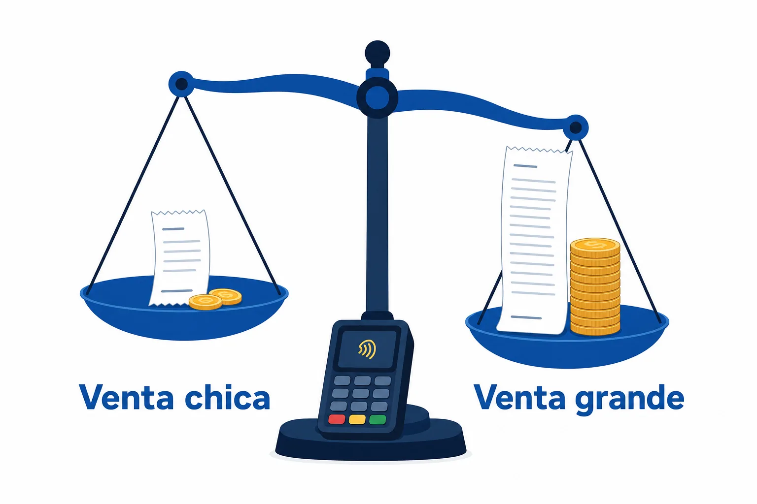 La comisión de una terminal cambia según el monto de la venta: venta chica contra venta grande